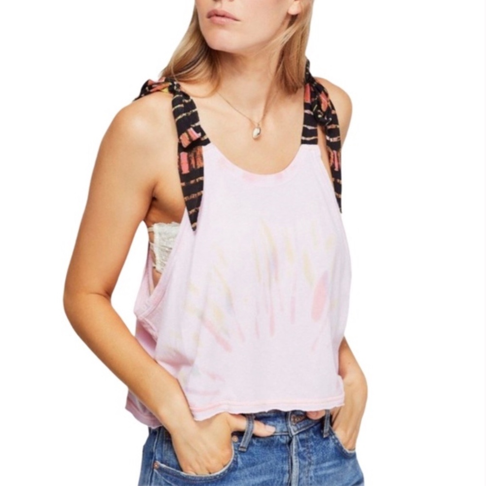 Free People Koa Cotton Tie-Strap Pink Tank Top Sz SP